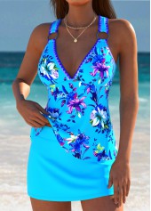 Lace Up Mid Waisted Floral Print Tankini Set | thumb picture 