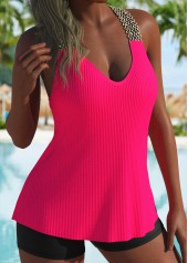 Circular Ring Mid Waisted Hot Pink Tankini Set | thumb picture 