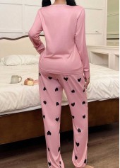 Pink Heart Print Long Sleeve Lounge Top and Pants | thumb picture 