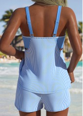 Layered Mid Waisted Striped Blue Tankini Set | thumb picture 