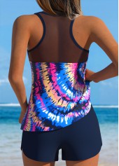 Tummy Coverage Mid Waisted Graffiti Print Navy Tankini Set | thumb picture 