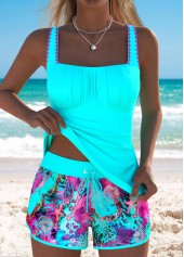 Tummy Coverage Mid Waisted Marine Life Print Tankini Set