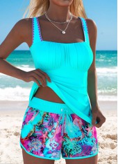 Tummy Coverage Mid Waisted Marine Life Print Tankini Set | thumb picture 