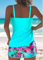 Tummy Coverage Mid Waisted Marine Life Print Tankini Set | thumb picture 