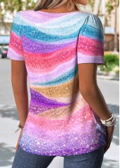 Multi Color Tummy Coverage Ombre Short Sleeve T Shirt | thumb picture 