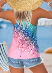Multi Color Tummy Coverage Ombre Sleeveless Tank Top | thumb picture 