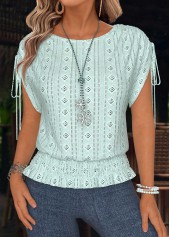 Mint Green Tummy Coverage Short Sleeve Round Neck Blouse