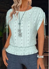 Mint Green Tummy Coverage Short Sleeve Round Neck Blouse | thumb picture 