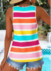 Multi Color Curved Hem Sleeveless Round Neck Tank Top | thumb picture 
