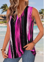 Multi Color Striped Sleeveless V Neck Tank Top | thumb picture 
