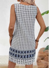 Multi Color Tummy Coverage Geometric Print Short Sleeveless Dress | thumb picture 