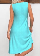 Turquoise Tummy Coverage Sleeveless V Neck Dress | thumb picture 