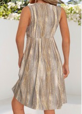 Light Camel Tummy Coverage Ombre Sleeveless V Neck Dress | thumb picture 