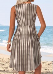 Dark Coffee Tummy Coverage Sleeveless V Neck Dress | thumb picture 