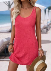 Coral Short Sleeveless Scoop Neck Dress