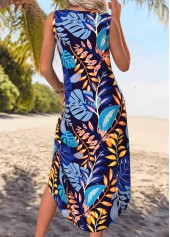 Multi Color Tummy Coverage Leaf Print A Line Dress | thumb picture 