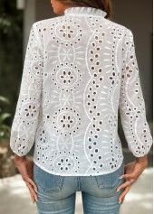 White Tummy Coverage Bracelet Sleeve Split Neck Blouse | thumb picture 