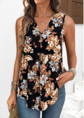 Multi Color Tummy Coverage Floral Print Sleeveless Tank Top