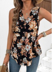 Multi Color Tummy Coverage Floral Print Sleeveless Tank Top | thumb picture 