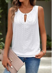 White Tummy Coverage Sleeveless Round Neck Tank Top | thumb picture 