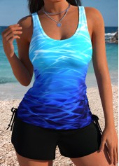 Thigh Slimmer Mid Waisted Ombre Blue Tankini Set