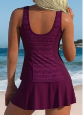 Tummy Coverage Mid Waisted Dark Reddish Purple Tankini Set | thumb picture 