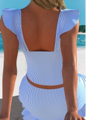 Wrap Mid Waisted Striped Blue Tankini Set | thumb picture 