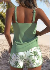 Tummy Coverage Mid Waisted Tropical Plants Print Tankini Set | thumb picture 