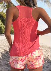 Tummy Coverage Mid Waisted Tropical Plants Print Tankini Set | thumb picture 