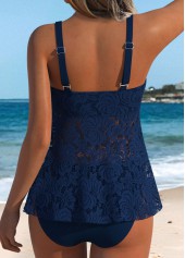 Tummy Coverage Mid Waisted Navy Tankini Set | thumb picture 