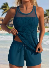 Tummy Coverage Mid Waisted Peacock Blue Tankini Set