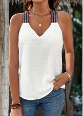 White Tummy Coverage Strappy V Neck Camisole Top | thumb picture 