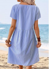 Blue Tummy Coverage Striped Short Sleeve Round Neck Dress | thumb picture 
