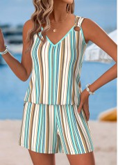 Multi Color Tummy Coverage Striped Sleeveless Tank Top | thumb picture 