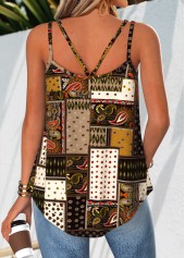 Multi Color Tummy Coverage Tribal Print Strappy Tank Top | thumb picture 