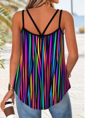Multi Color Tummy Coverage Striped Strappy Tank Top | thumb picture 