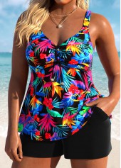 Pocket Mid Waisted Floral Print Multi Color Tankini Set | thumb picture 