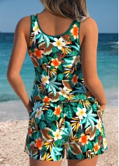 Tummy Coverage Floral Print Turquoise One Piece Swimwear | thumb picture 