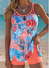 Tummy Coverage Coral Marine Life Print Tankini Set