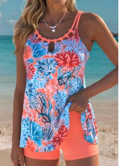 Tummy Coverage Coral Marine Life Print Tankini Set | thumb picture 