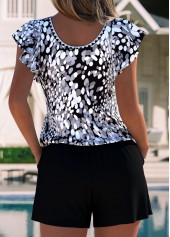 Tummy Coverage Graffiti Print Black One Piece Swimwear | thumb picture 