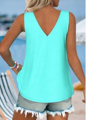 Cyan Tie Tropical Plants Print Strappy Tank Top | thumb picture 