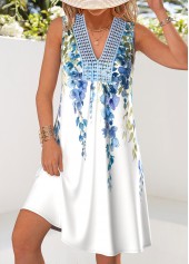 White Tummy Coverage Floral Print Short A Line Dress