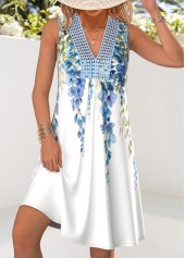 White Tummy Coverage Floral Print Short A Line Dress | thumb picture 