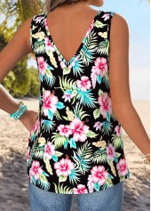 Multi Color Tummy Coverage Floral Print Strappy Tank Top | thumb picture 