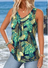 Green Tummy Coverage Floral Print Sleeveless Tank Top | thumb picture 
