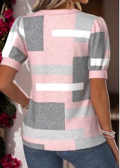 Light Pink Tummy Coverage Geometric Print T Shirt | thumb picture 