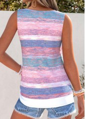 Pink Tummy Coverage Striped Sleeveless Scoop Neck Tank Top | thumb picture 