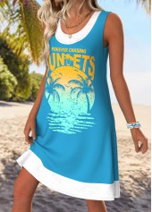 Cyan Tummy Coverage Letter Print Sleeveless Scoop Neck Dress | thumb picture 