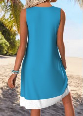 Cyan Tummy Coverage Letter Print Sleeveless Scoop Neck Dress | thumb picture 